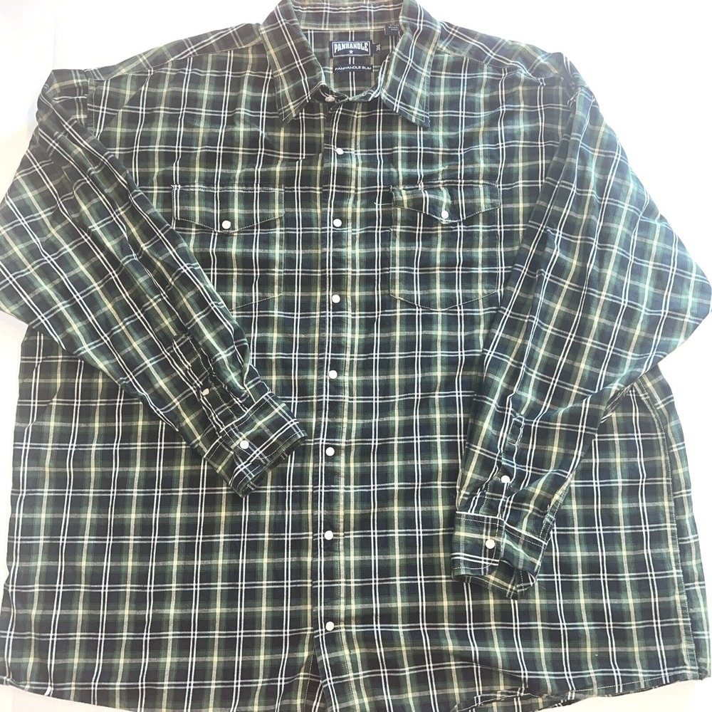 PANHANDLE SLIM Mens‎ 3XL Plaid Long Sleeve Pearl Snap Front Western Ranch Work